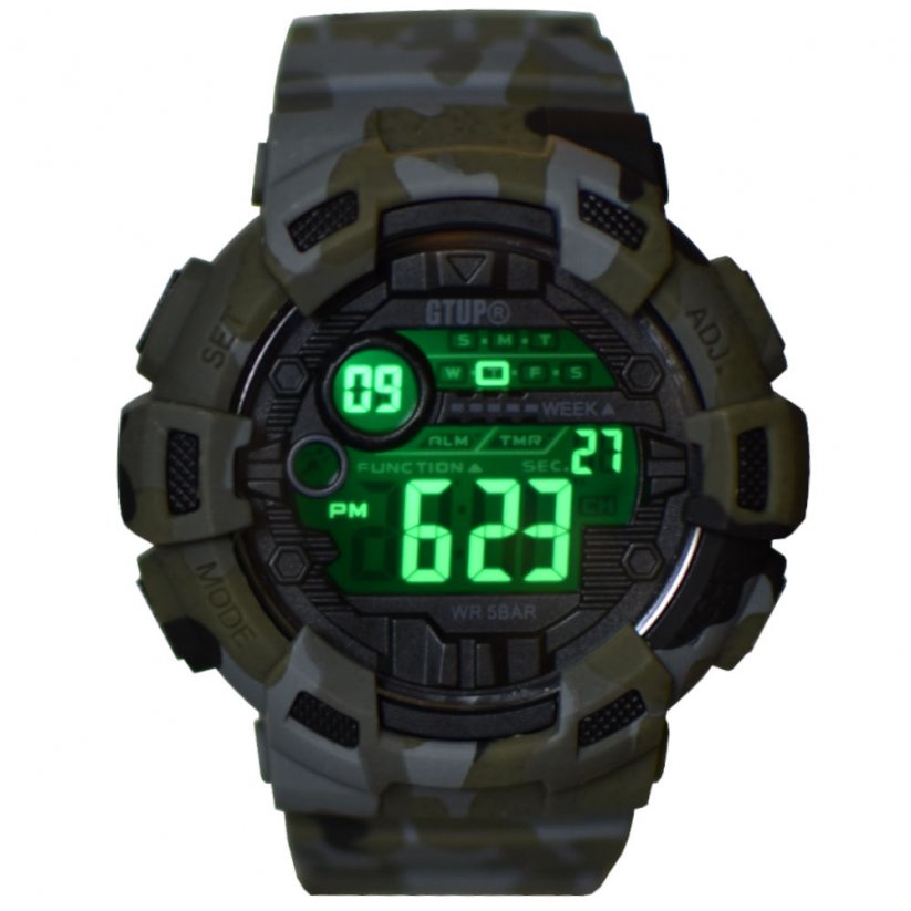 panske digitalni hodinky maskovane vojenske army khaki gtup 1180 led podsviceni