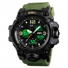 panske digitalni sportovni hodinky gtup 1050 army green light